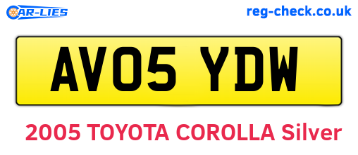 AV05YDW are the vehicle registration plates.