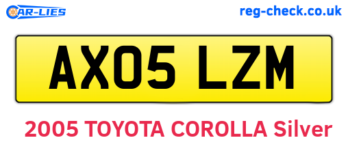 AX05LZM are the vehicle registration plates.
