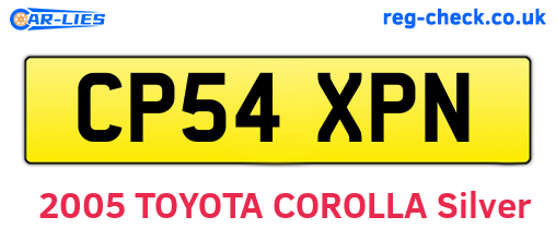 CP54XPN are the vehicle registration plates.