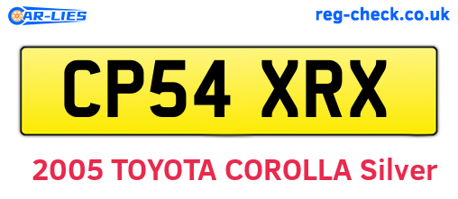 CP54XRX are the vehicle registration plates.