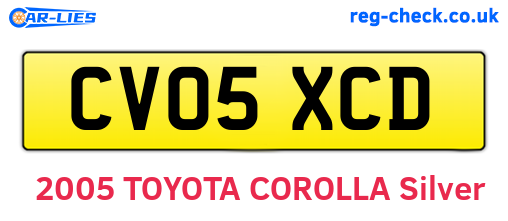 CV05XCD are the vehicle registration plates.
