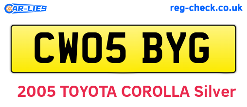 CW05BYG are the vehicle registration plates.