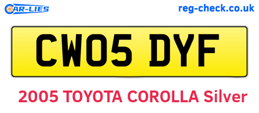 CW05DYF are the vehicle registration plates.
