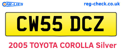 CW55DCZ are the vehicle registration plates.
