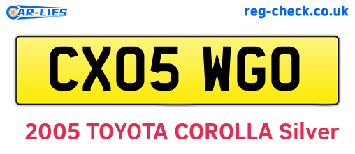 CX05WGO are the vehicle registration plates.