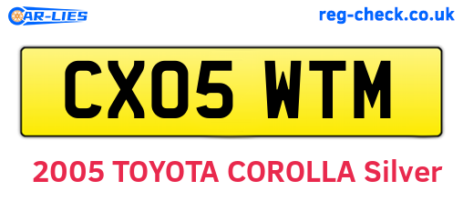 CX05WTM are the vehicle registration plates.