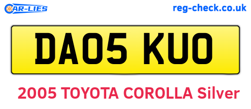 DA05KUO are the vehicle registration plates.
