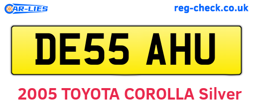 DE55AHU are the vehicle registration plates.