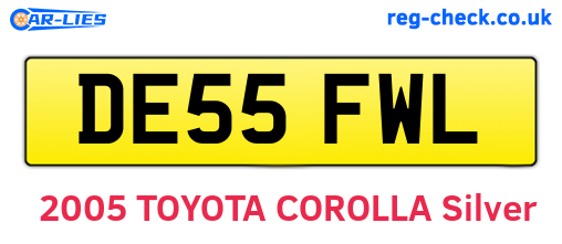 DE55FWL are the vehicle registration plates.