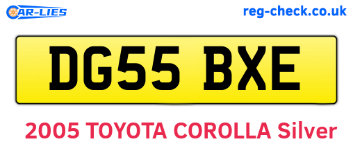 DG55BXE are the vehicle registration plates.