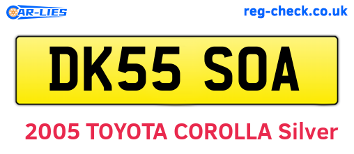 DK55SOA are the vehicle registration plates.