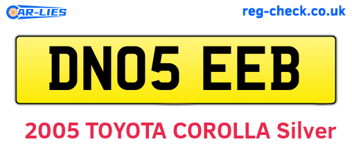 DN05EEB are the vehicle registration plates.