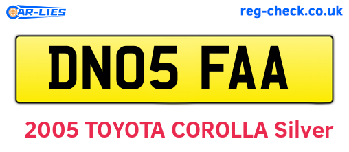 DN05FAA are the vehicle registration plates.