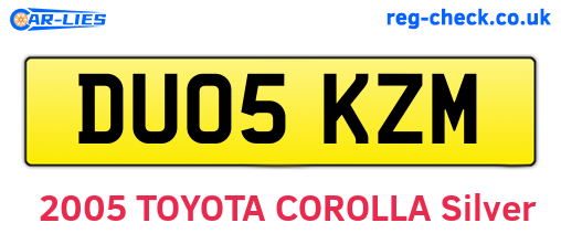 DU05KZM are the vehicle registration plates.