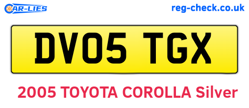 DV05TGX are the vehicle registration plates.