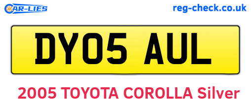 DY05AUL are the vehicle registration plates.