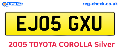 EJ05GXU are the vehicle registration plates.