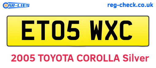 ET05WXC are the vehicle registration plates.
