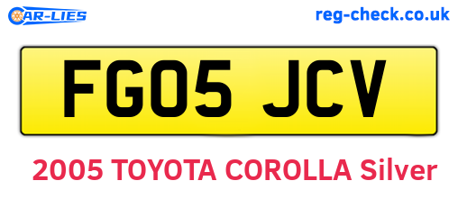 FG05JCV are the vehicle registration plates.