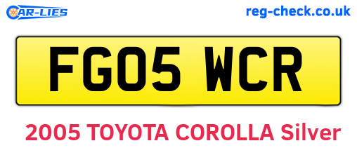 FG05WCR are the vehicle registration plates.