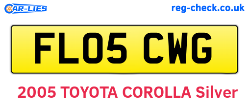 FL05CWG are the vehicle registration plates.