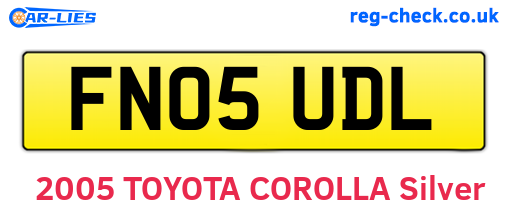 FN05UDL are the vehicle registration plates.