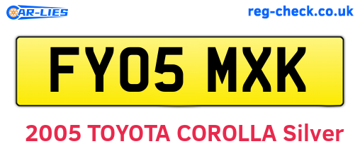 FY05MXK are the vehicle registration plates.