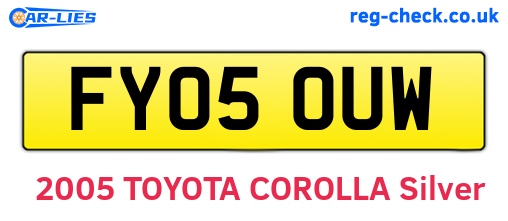 FY05OUW are the vehicle registration plates.