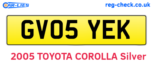 GV05YEK are the vehicle registration plates.