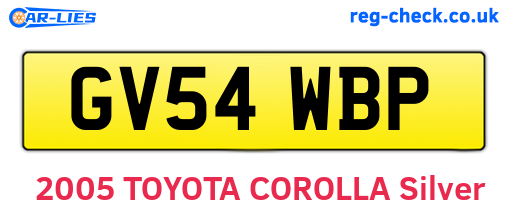 GV54WBP are the vehicle registration plates.