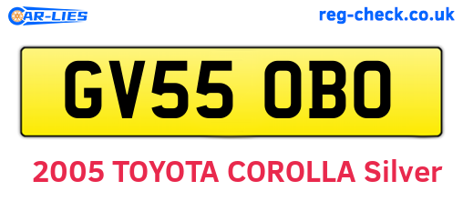 GV55OBO are the vehicle registration plates.