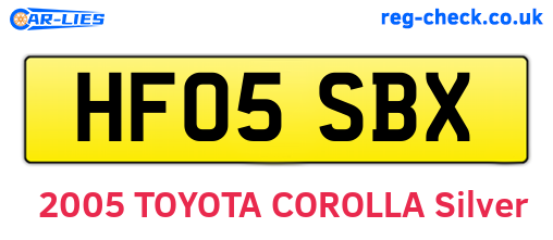 HF05SBX are the vehicle registration plates.