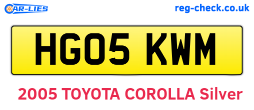HG05KWM are the vehicle registration plates.