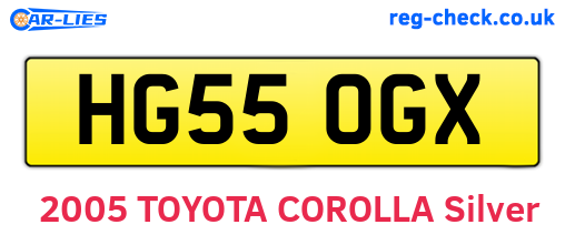 HG55OGX are the vehicle registration plates.