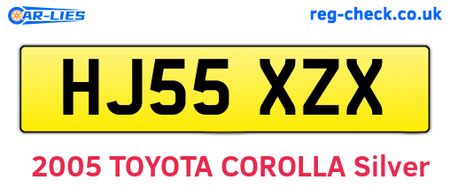 HJ55XZX are the vehicle registration plates.