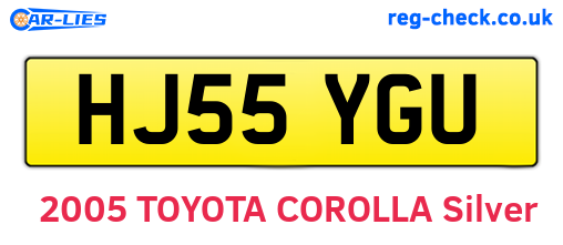 HJ55YGU are the vehicle registration plates.