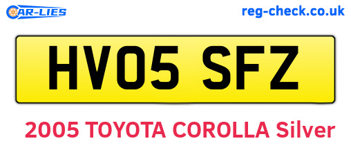 HV05SFZ are the vehicle registration plates.