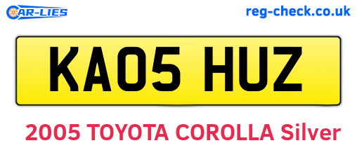 KA05HUZ are the vehicle registration plates.