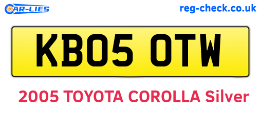 KB05OTW are the vehicle registration plates.