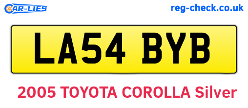 LA54BYB are the vehicle registration plates.