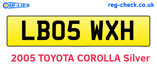 LB05WXH are the vehicle registration plates.