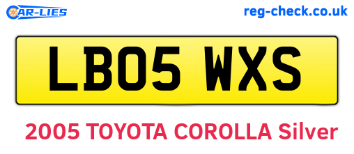 LB05WXS are the vehicle registration plates.