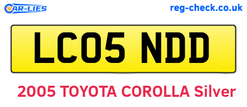 LC05NDD are the vehicle registration plates.