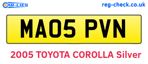 MA05PVN are the vehicle registration plates.