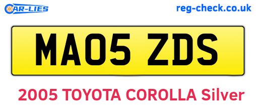 MA05ZDS are the vehicle registration plates.