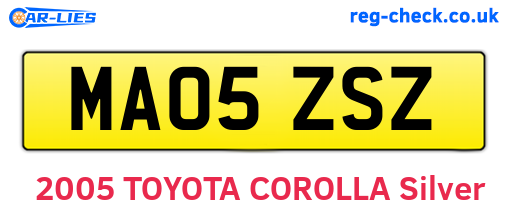 MA05ZSZ are the vehicle registration plates.