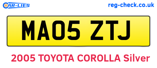 MA05ZTJ are the vehicle registration plates.