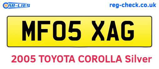 MF05XAG are the vehicle registration plates.