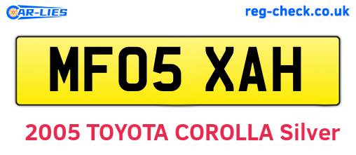 MF05XAH are the vehicle registration plates.