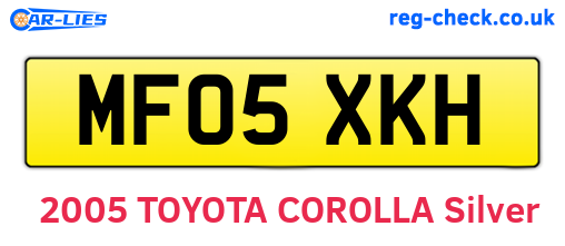 MF05XKH are the vehicle registration plates.
